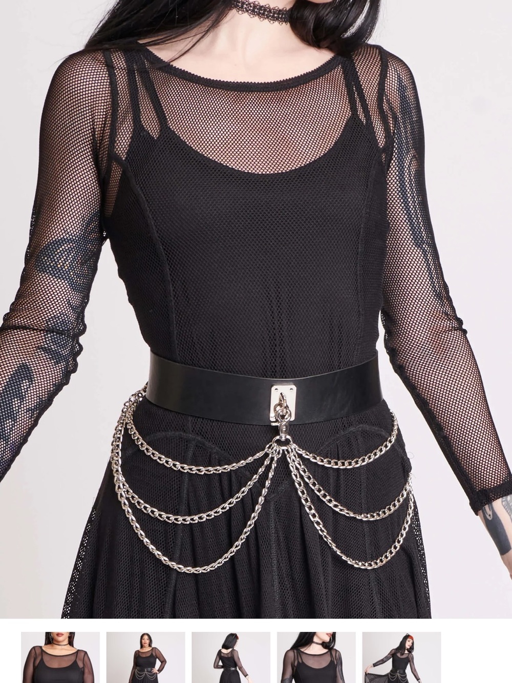 Midnight Hour Black Chain Draped Wide Belt goth industrial whimsycore